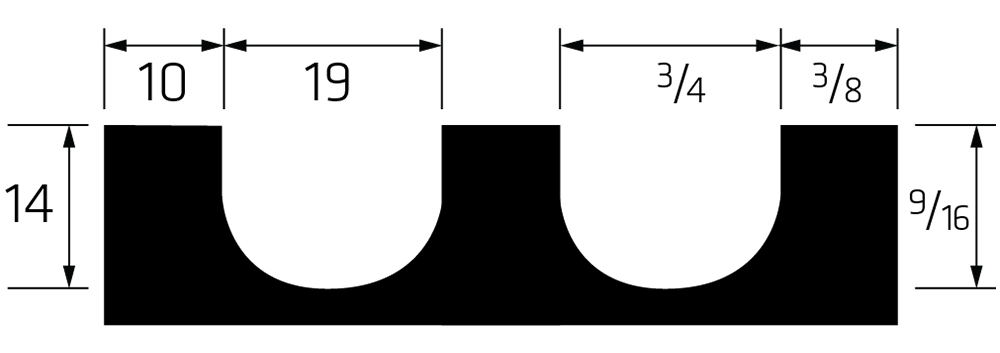 10x19x14mm U-notch